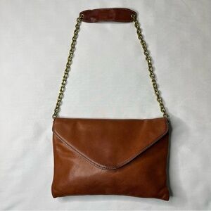 J. Crew Clutch Bag/Purse Leather Brown, Shoulder Strap